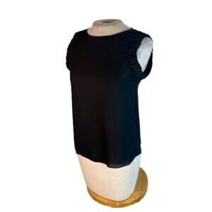 High Neck Sheer Top Shirt Blouse Sleeveless Black S Small